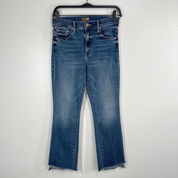MOTHER The Insider Crop Step Fray Jeans Walking On Coals Denim Size 27 - Picture 2 of 11